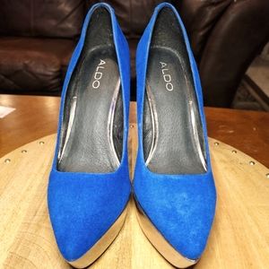 NWOT!!! | Aldo | Blue | Suede | Plumb | Platform | Wedge | Pumps | Size 8.